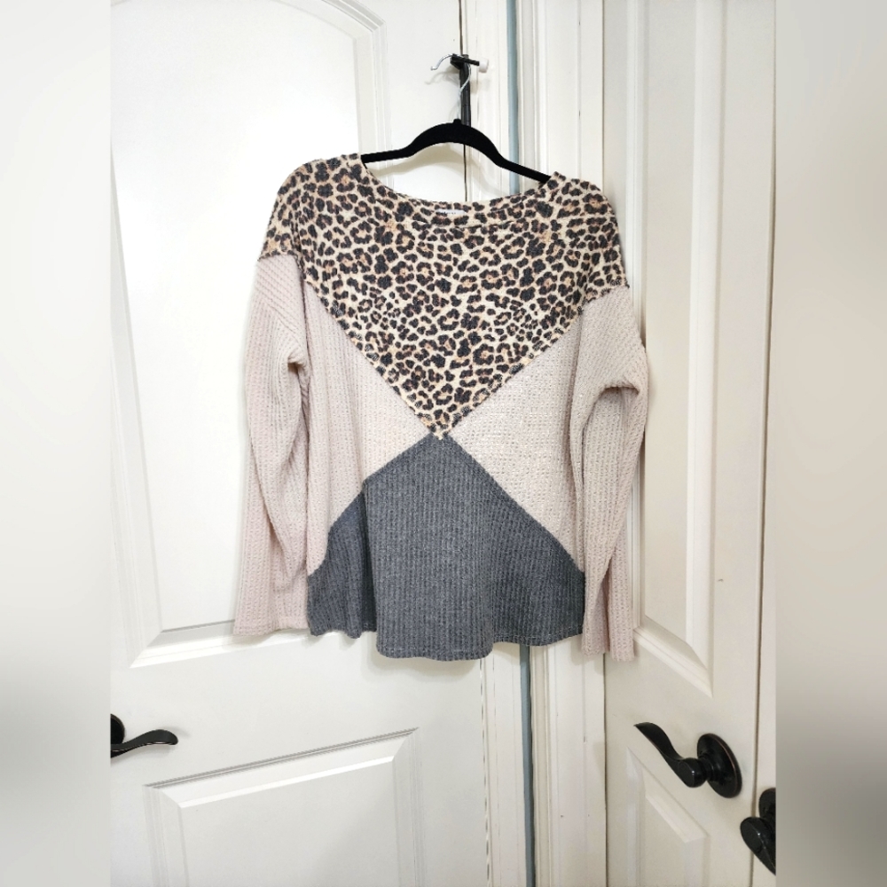 Colorblock Cheetah Sweater